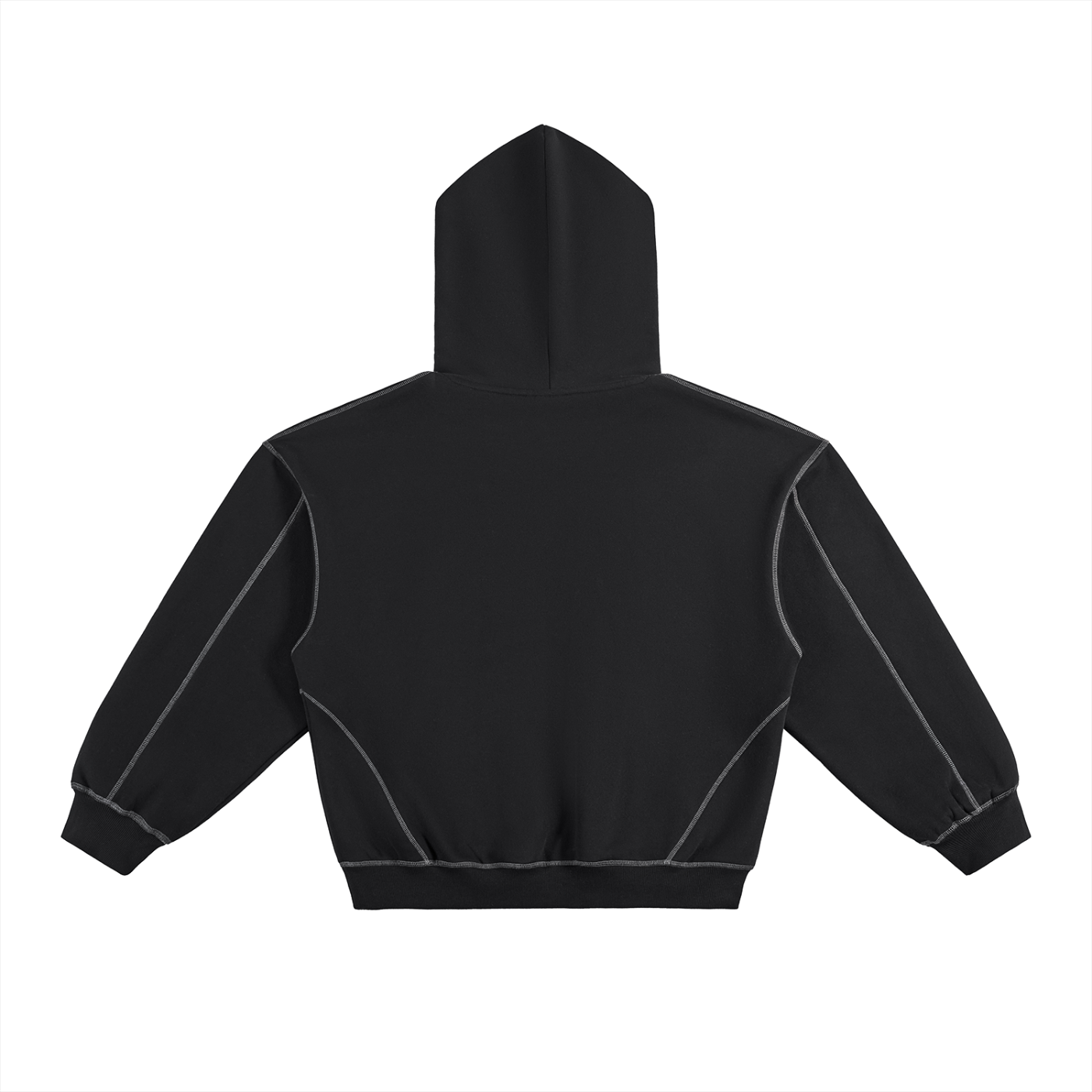 Zero Form Contrast-Stitched Boxy Fleece Hoodie