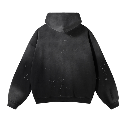 Zero Form Washed Frayed Fleece Hoodie
