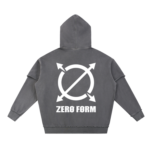 Zero Form Raw Edge Double Layered Hoodie