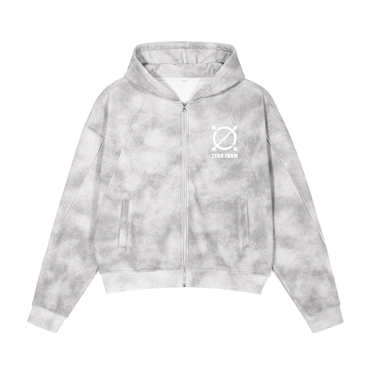 Zero Form Dirty Washed Zip-Up Fleece Hoodie