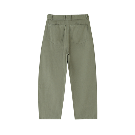 Zero Form Belted Barrel-leg Chino Pants
