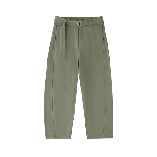 Zero Form Belted Barrel-leg Chino Pants